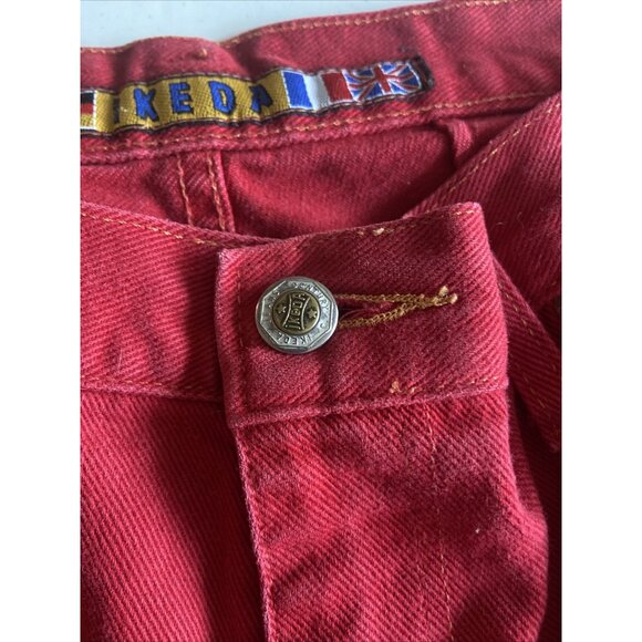 Ikeda 34X32 90s High Waisted Tapered Red Jeans Vintage Y2K Boyfriend Mom Jeans - Picture 6 of 8